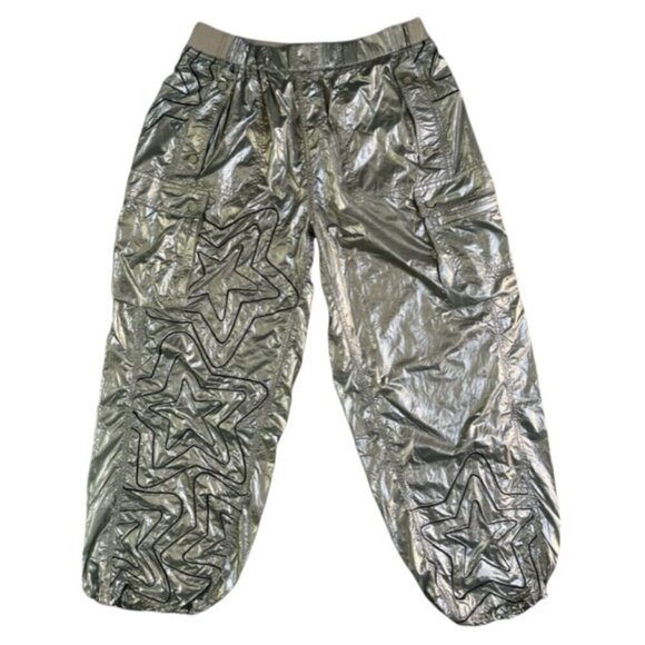 Free People Women's Color Burst Shine Hike Green Metallic Balloon Leg Pants Med - Picture 3 of 16